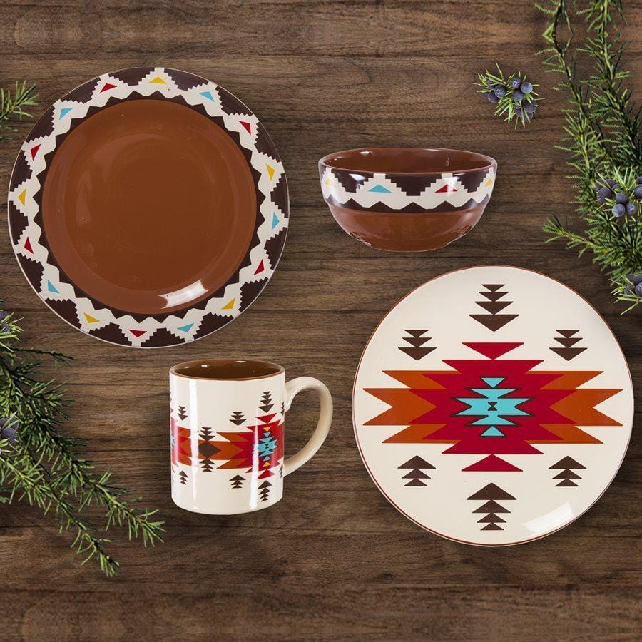 Del Sol Aztec 19 - Pc Dinnerware and Canister Set - Ozark Cabin Décor, LLC