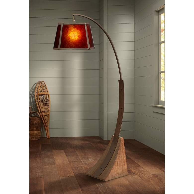 Franklin Iron Work Oak River 66 1/2" Rust and Mica Arc Floor Lamp - Ozark Cabin Décor, LLC