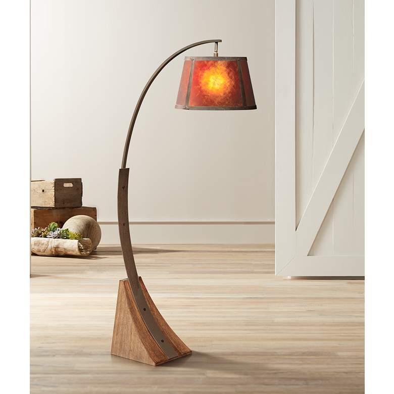 Franklin Iron Work Oak River 66 1/2" Rust and Mica Arc Floor Lamp - Ozark Cabin Décor, LLC