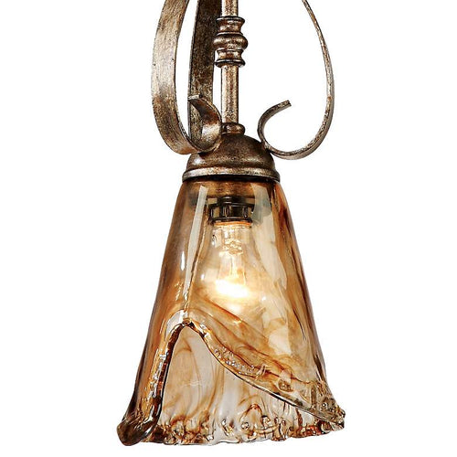 Amber Scroll Bronze and Glass Pendant - Ozark Cabin Décor, LLC