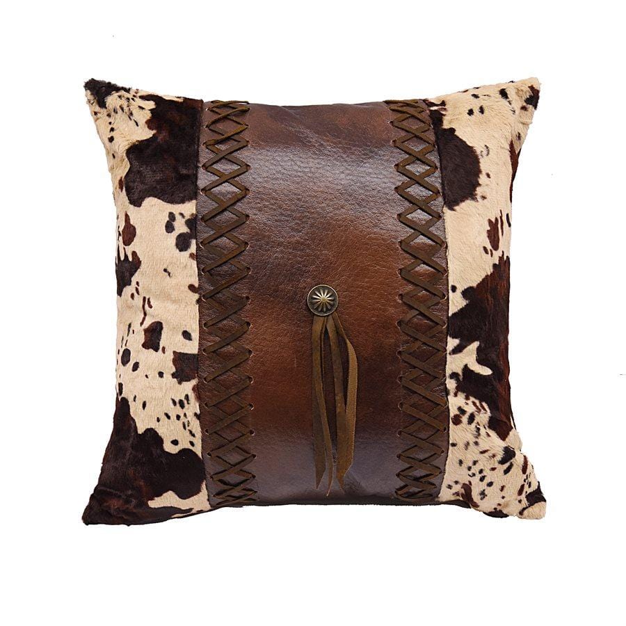 Patchwork cowhide rustic western decor Throw Pillow