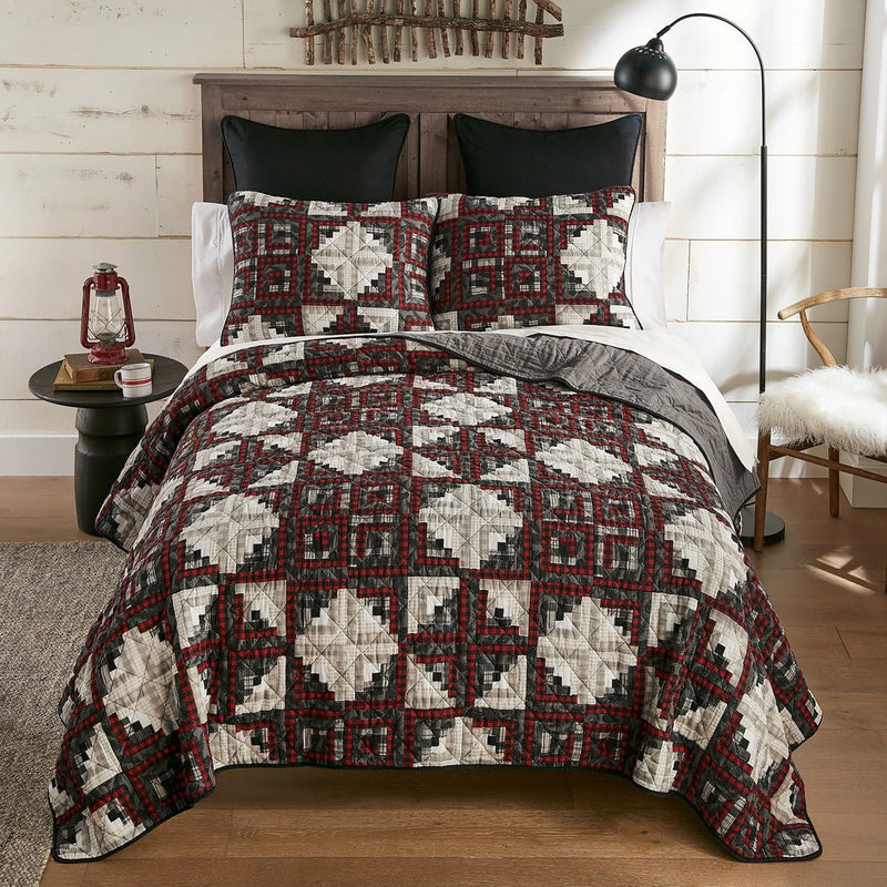 Log Cabin Star Cotton 3 - Pc Quilt Set - King - Ozark Cabin Décor, LLC