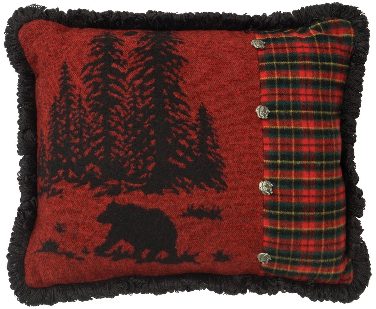 Wooded River Bear Wool Pillow - Ozark Cabin Décor, LLC