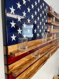 Wooden American Flag Shot Glass/Collection Display - Ozark Cabin Décor, LLC