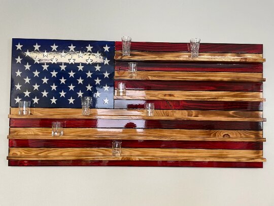 Wooden American Flag Shot Glass/Collection Display - Ozark Cabin Décor, LLC