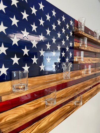 Wooden American Flag Shot Glass/Collection Display - Ozark Cabin Décor, LLC