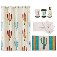 Cactus 8 - PC Bathroom Accessory and Cream Towel Set - Ozark Cabin Décor, LLC