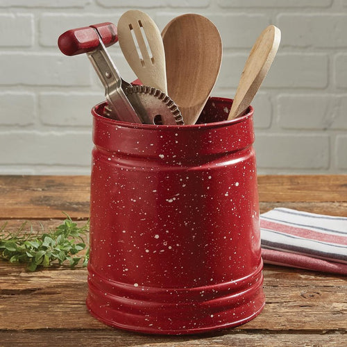 Red Graniteware Enamel Utensil Crock - Ozark Cabin Décor, LLC