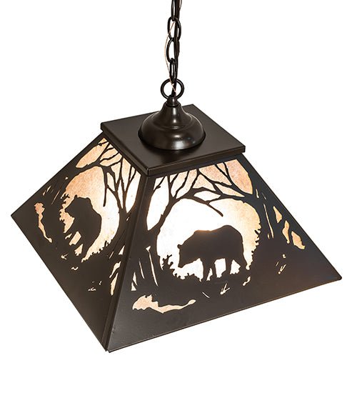 Alpine Bear 16" Square Pendant Light - Ozark Cabin Décor, LLC