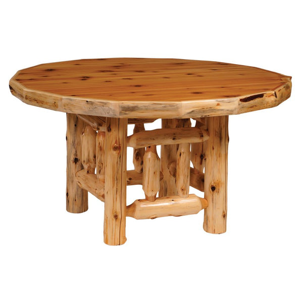 Custom Cedar Log Standard Finish Round Dining Table - 48 inch - 48W x 48D x 30H - Log Cabin Decor from Black Forest Decor