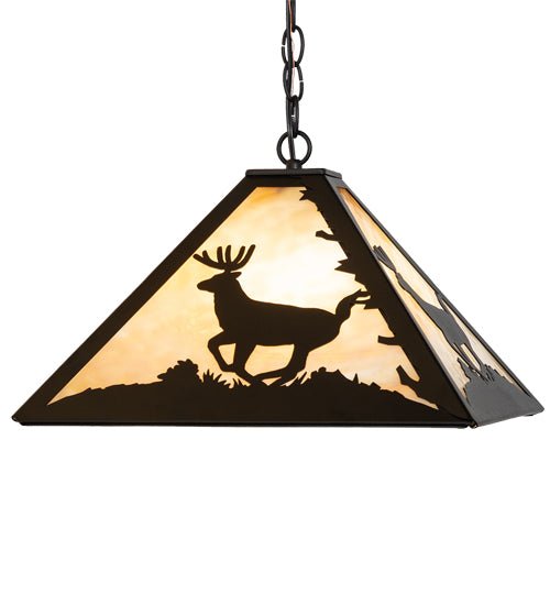 Lone Running Deer 16" Square Pendant Light - Ozark Cabin Décor, LLC