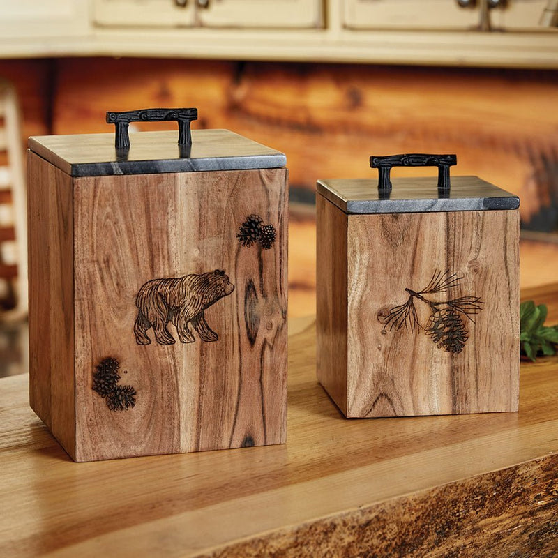 Rustic Lodge Bear Wood Canister - Large - Ozark Cabin Décor, LLC