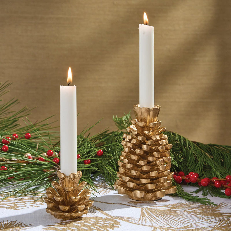 Small Gold Pine Cone Candle Holder - Christmas decorations Online
