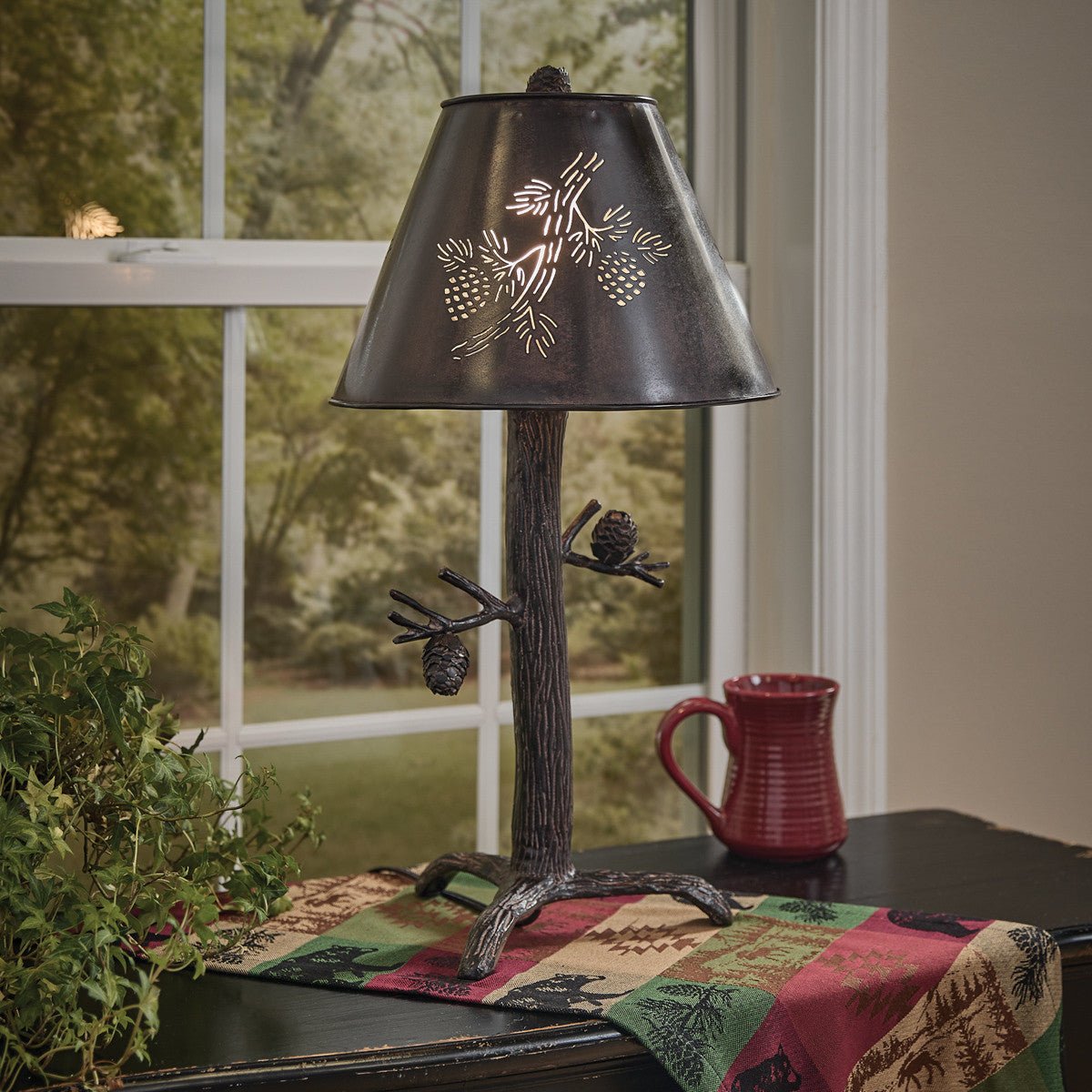 Rustic Cabin Ponderosa Pine Lamp with Shade | Ozark Cabin Décor LLC