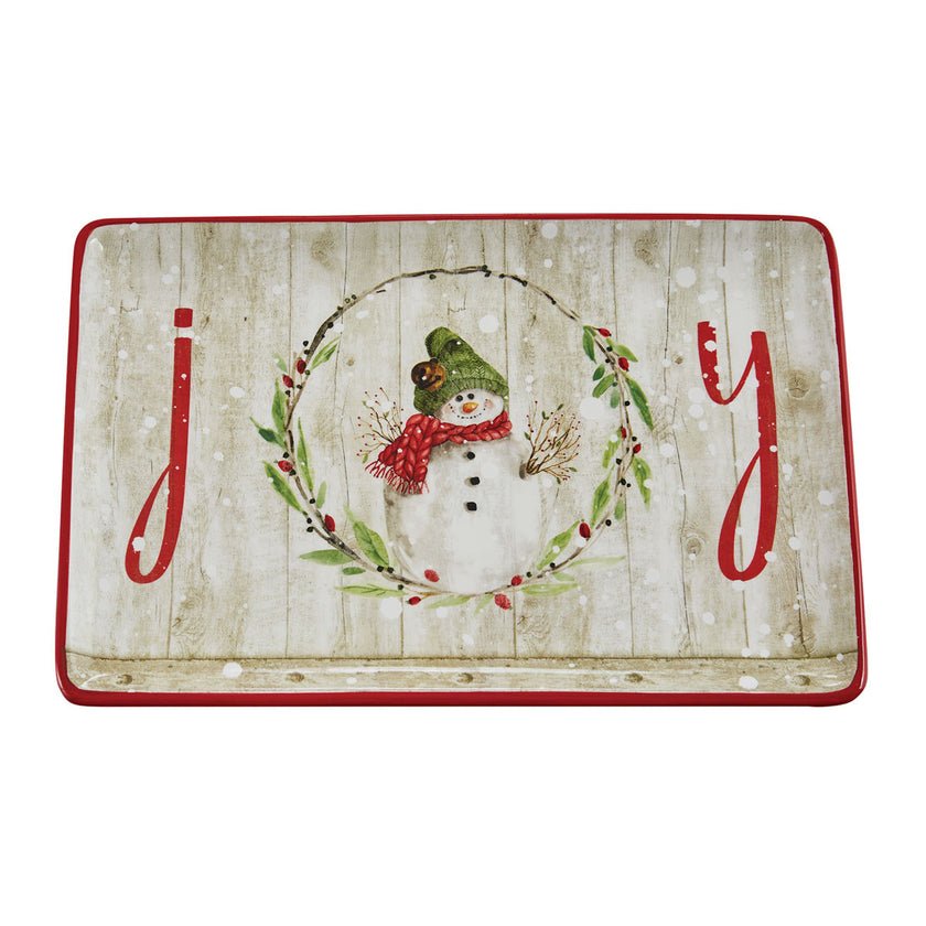 PD-9979-663 Farmhouse Snowman Platter - Ozark Cabin Décor, LLC