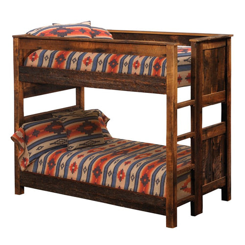 B10142 Fireside Lodge Barnwood Double/Double Bunk Bed - Ladder Left - Ozark Cabin Décor, LLC