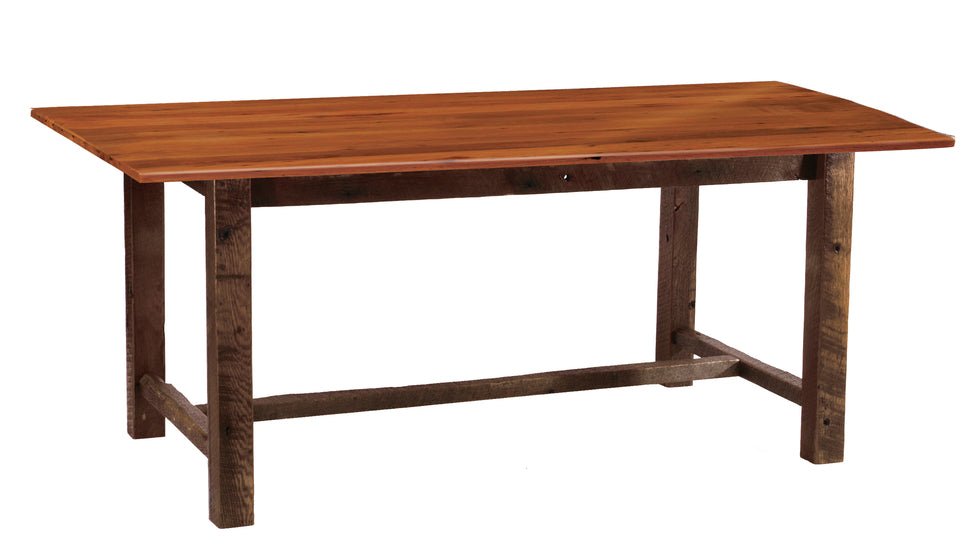 B15140-AO Fireside Lodge Barnwood Farmhouse Dining Table w/Oak Top - Ozark Cabin Décor, LLC