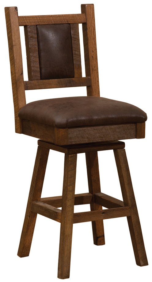 B16243-UF Fireside Lodge 30" Swivel Bar Stool w/Back - Upgrade Fabric - Ozark Cabin Décor, LLC