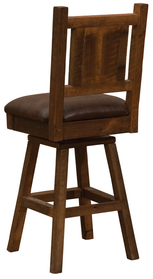 B16243-SL Fireside Lodge 30" Swivel Bar Stool w/Back - Standard Leather - Ozark Cabin Décor, LLC