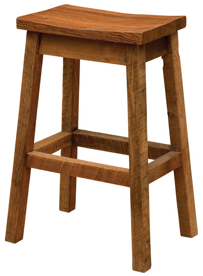 B16430-AO Fireside Lodge 24" Barnwood Saddle Bar Stool w/Contoured Wood Seat - Ozark Cabin Décor, LLC