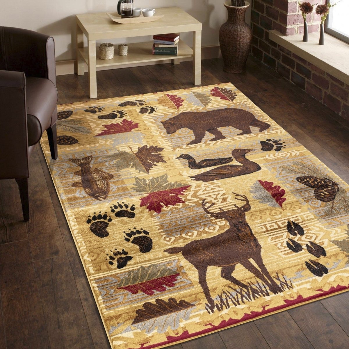 Rustic lodge shops deer/tree rug 5 x 7