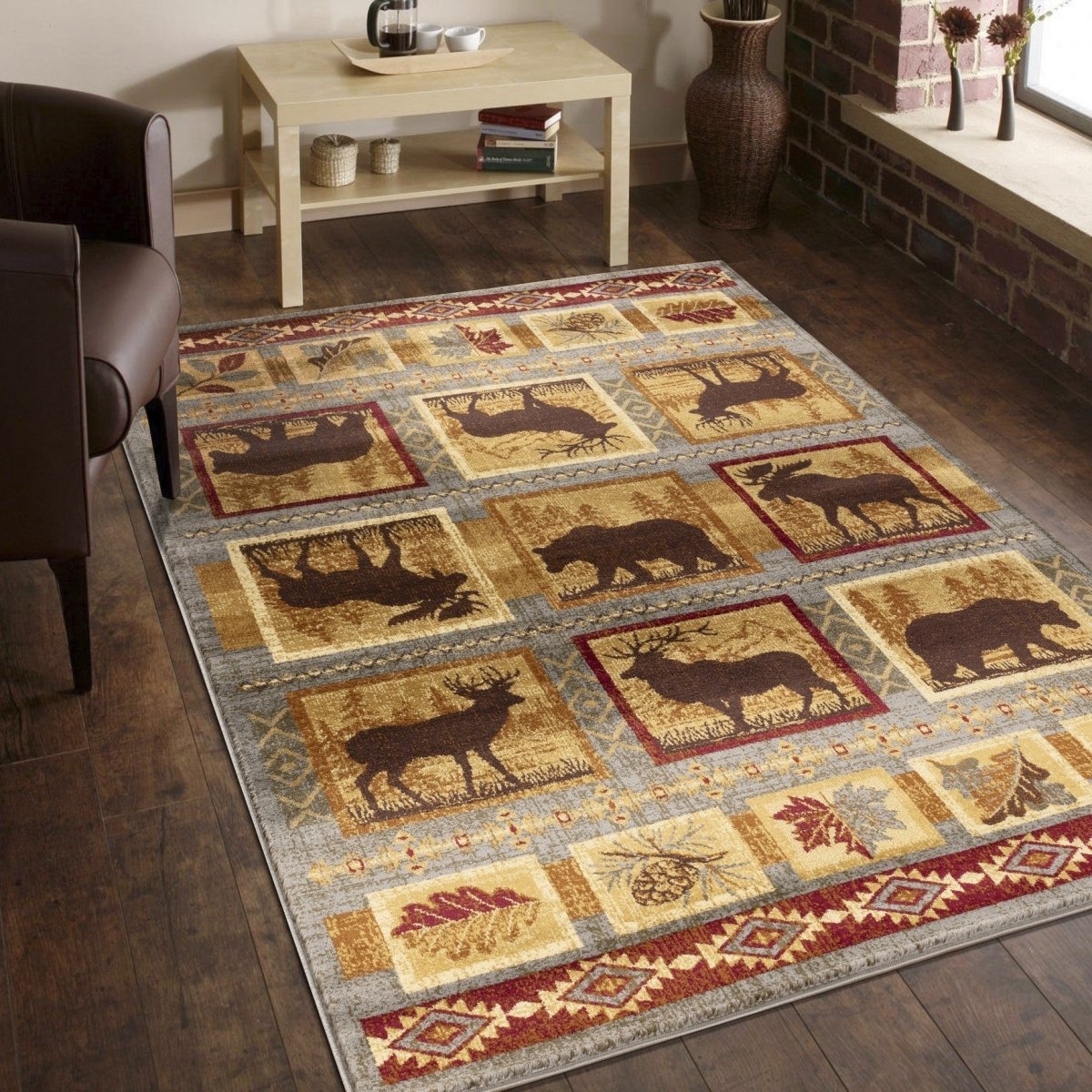 Wildlife Collage Cabin 8'x10' Area Rug - Ozark Cabin Décor, LLC