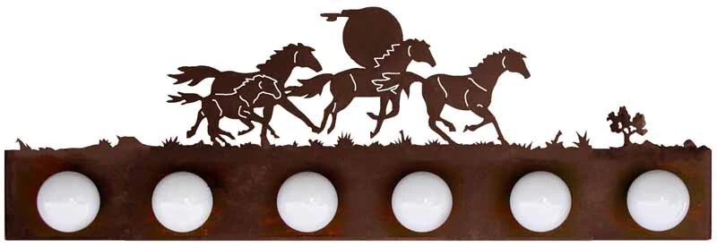 Running Wild Horses Six Light Fixture - Ozark Cabin Décor, LLC