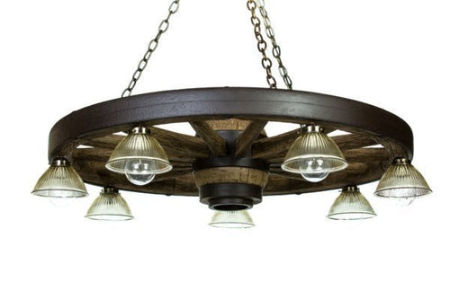 Large Wagon Wheel Chandelier with Downlights - Ozark Cabin Décor, LLC