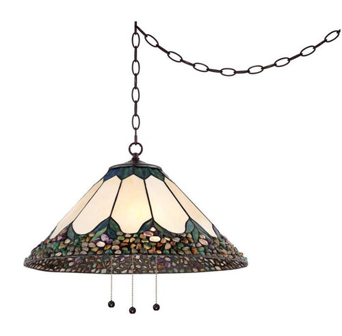 Tiffany River Stone Swag Plug-In Pendant Light - Ozark Cabin Décor, LLC