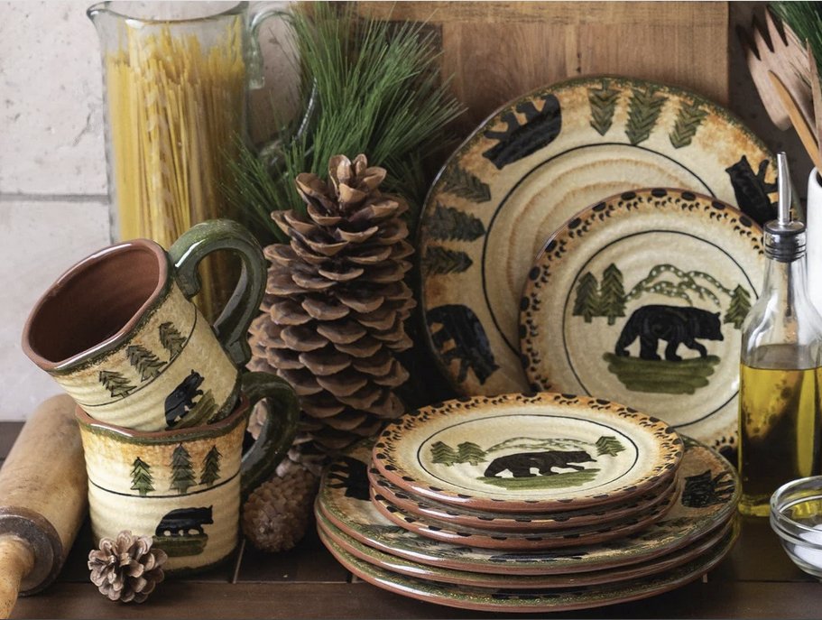 Log shop cabin dinnerware