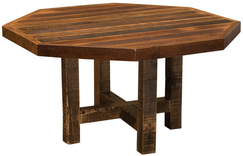 B15030-AT Fireside Lodge Barnwood Octagon Dining Table w/Artisan Top - Ozark Cabin Décor, LLC