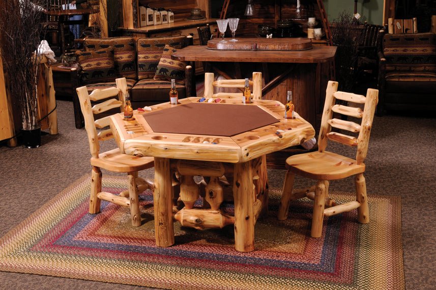 Fireside Lodge Cedar Log 8 Sided Poker Table Ozark Cabin D cor