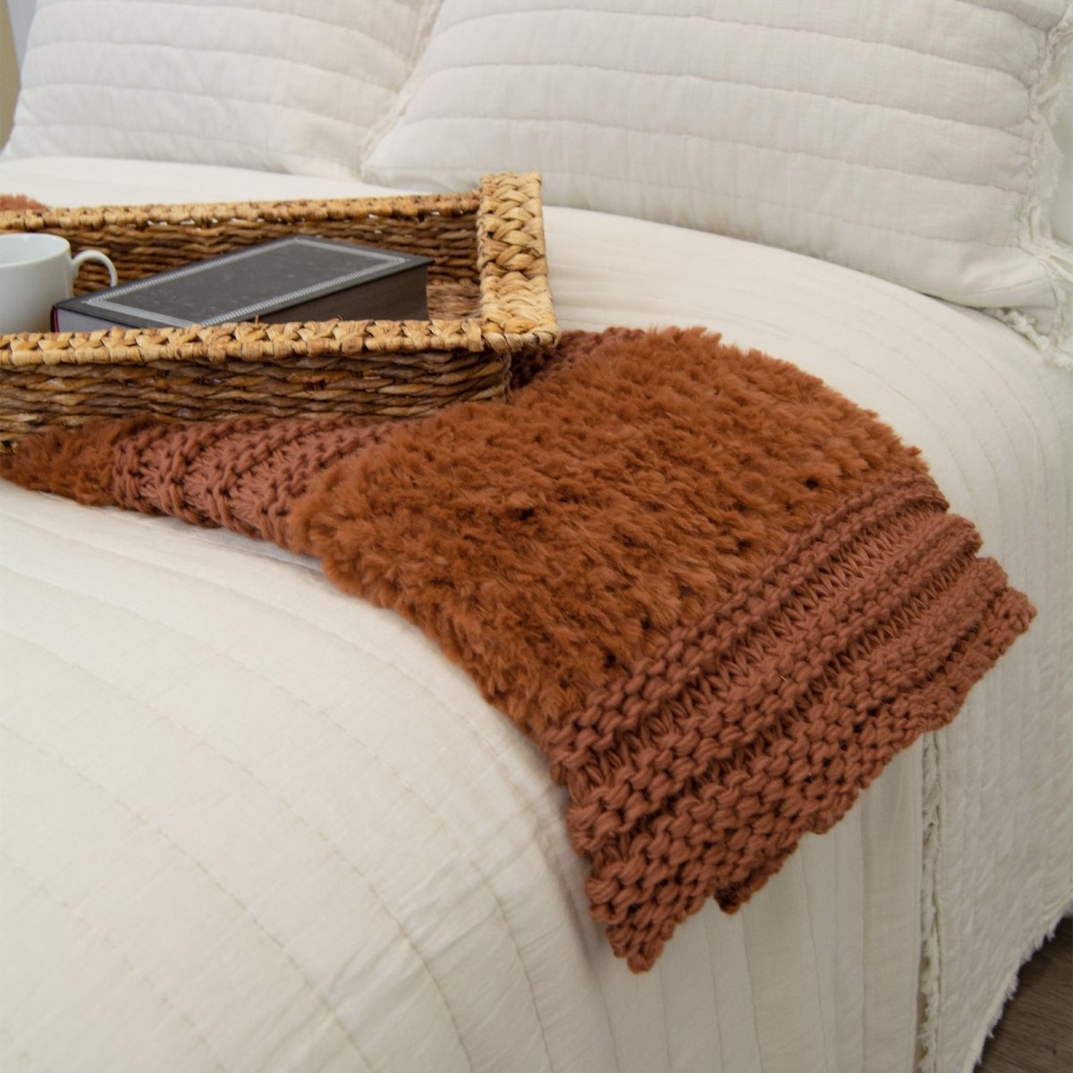 Rust knitted throw hot sale